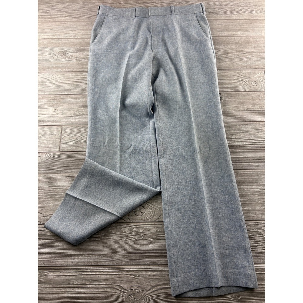 Vintage Levis Action Slacks Mens 37x31.5 Light Blue Heathered Straight Leg Pants